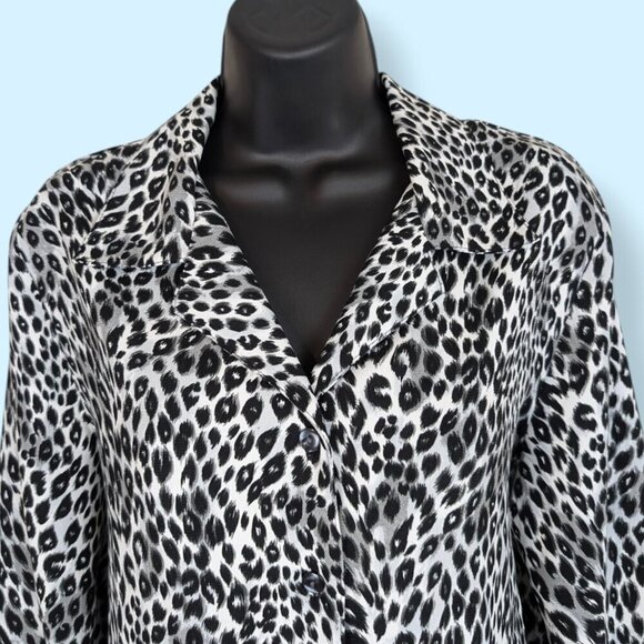 Vintage B&W Cheetah Print Blouse - Picture 3 of 5